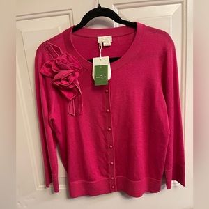 NWT Kate Spade live colorfully hot pink cardigan (XL)